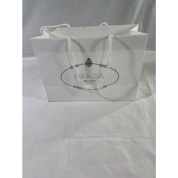 Prada Paper Reusable Shopping Bag Rope Handle White 9.6" x 13.6 " x 5.5" - Picture 10 of 12